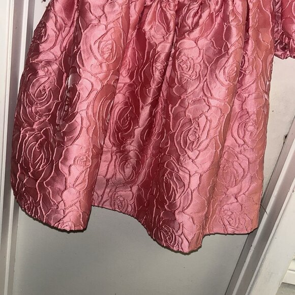 Akira Vivenne Puff Sleeve Pink Floral Rose Embroidered Mini Babydoll Dress Small - Picture 4 of 11